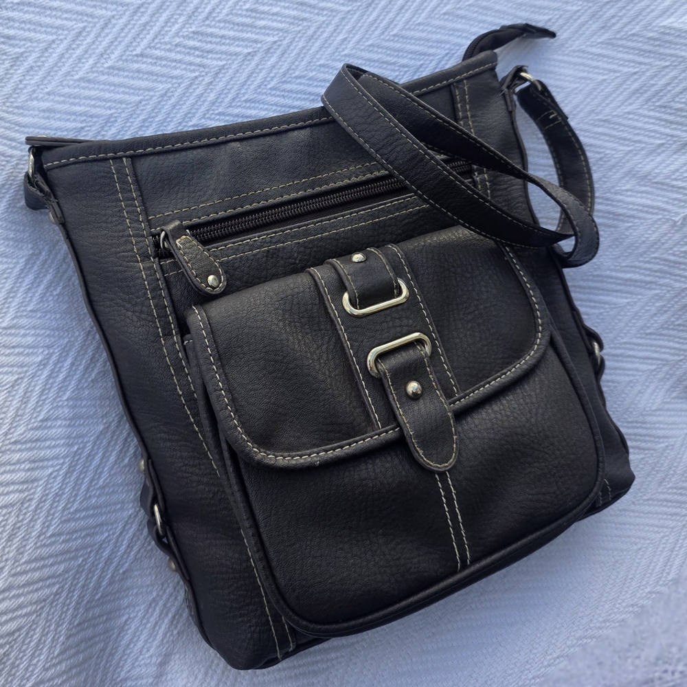 Dark Gray Vegan Leather Crossbody Bag